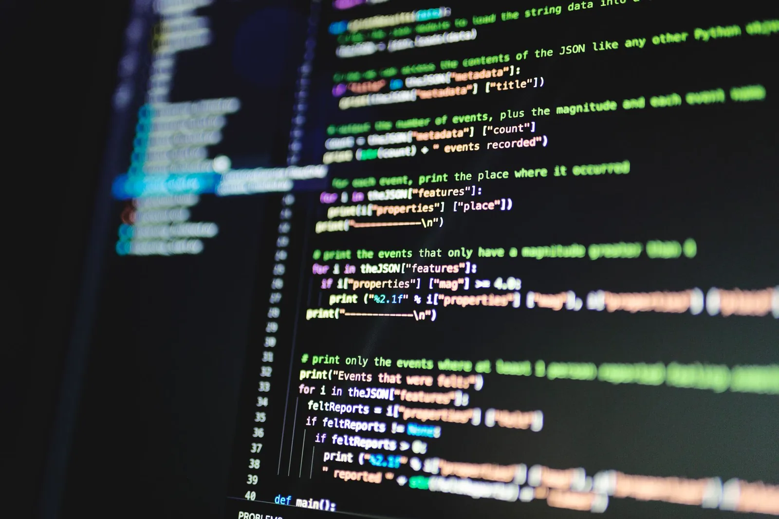 Source code open in an editor on a dark screen